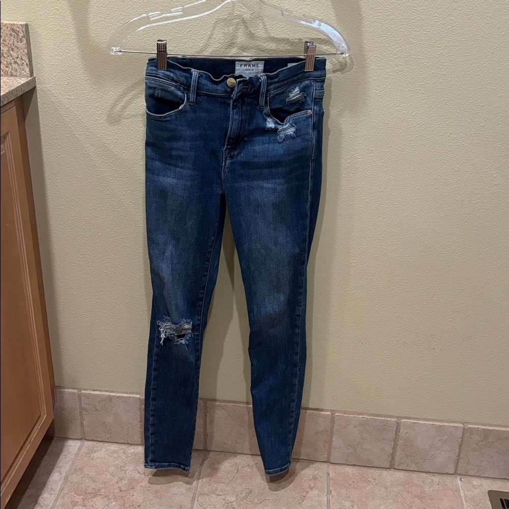 Frame Denim Dark Blue Le High Skinny Jeans - Picture 3 of 10